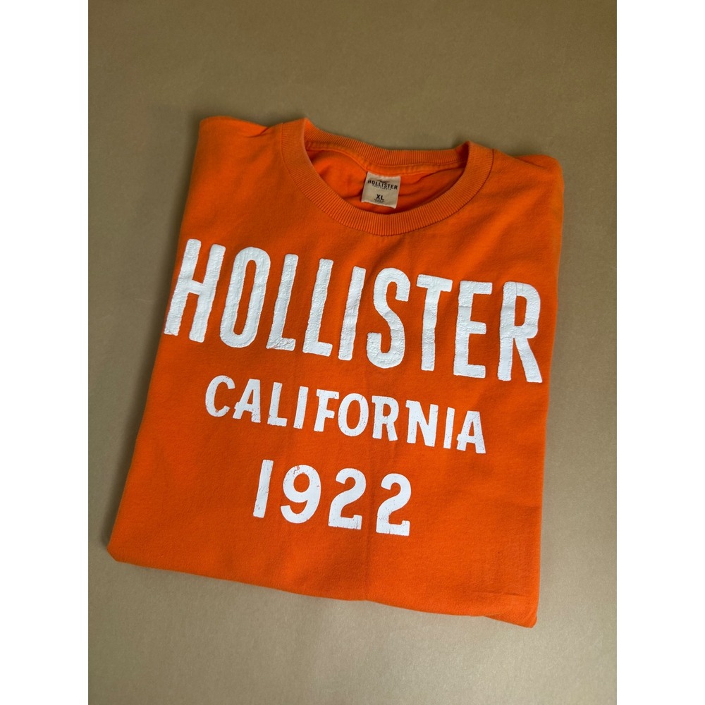 Vintage Hollister California 1922 T-Shirt Mens XL Orange Short Sleeve Cotton Y2K